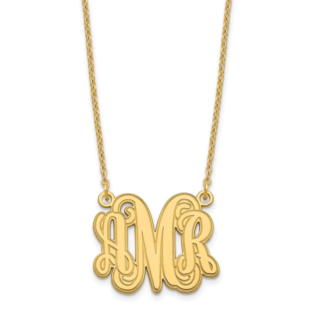 Sterling Silver/Gold-plated Etched Monogram Necklace