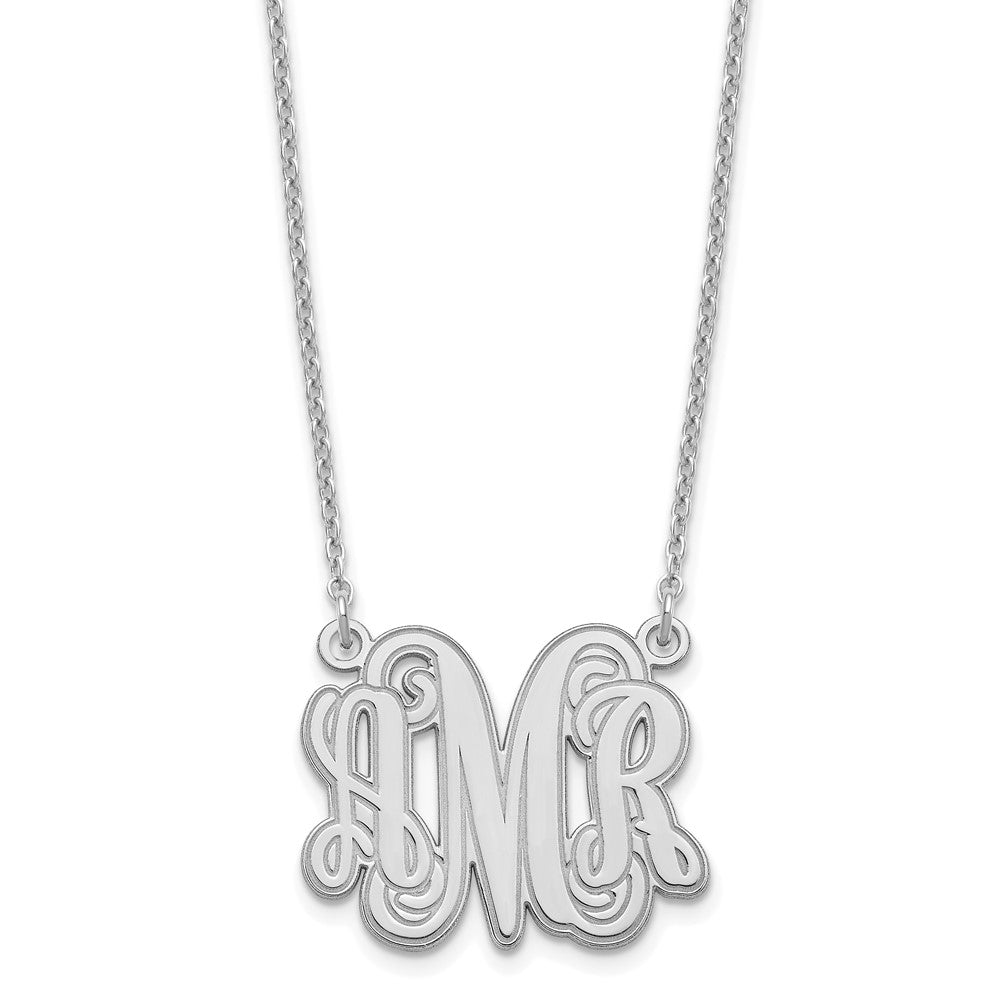 Sterling Silver/Rhodium-plated Etched Monogram Necklace