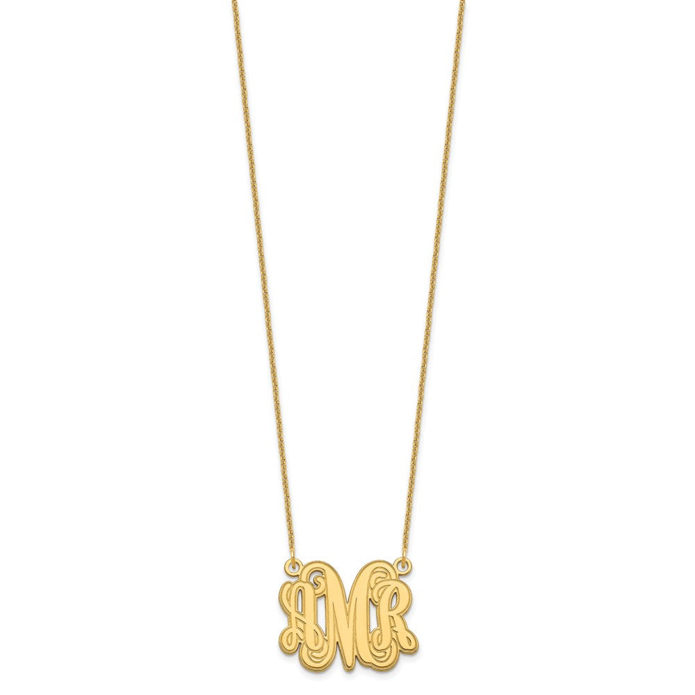 14k Yellow Gold Etched Monogram Necklace