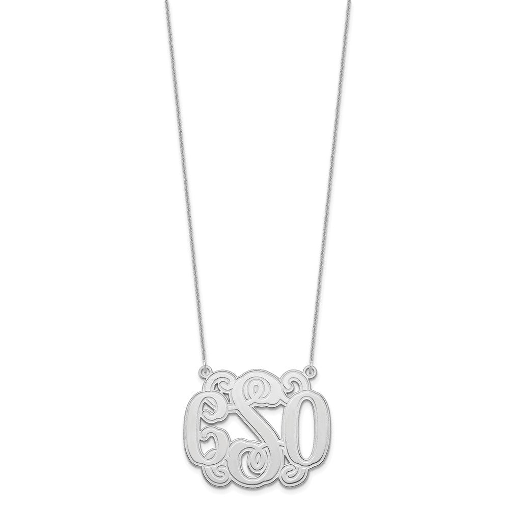 14KW Medium Etched Outline Monogram Necklace