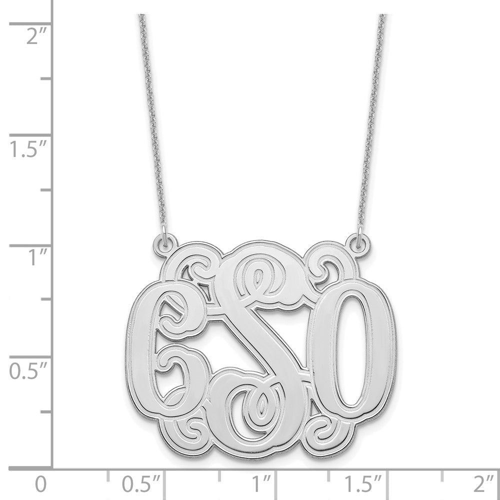 10KW Medium Polished Etched Outline Monogram Necklace