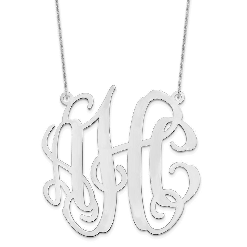 10k White Gold Large Monogram Necklace