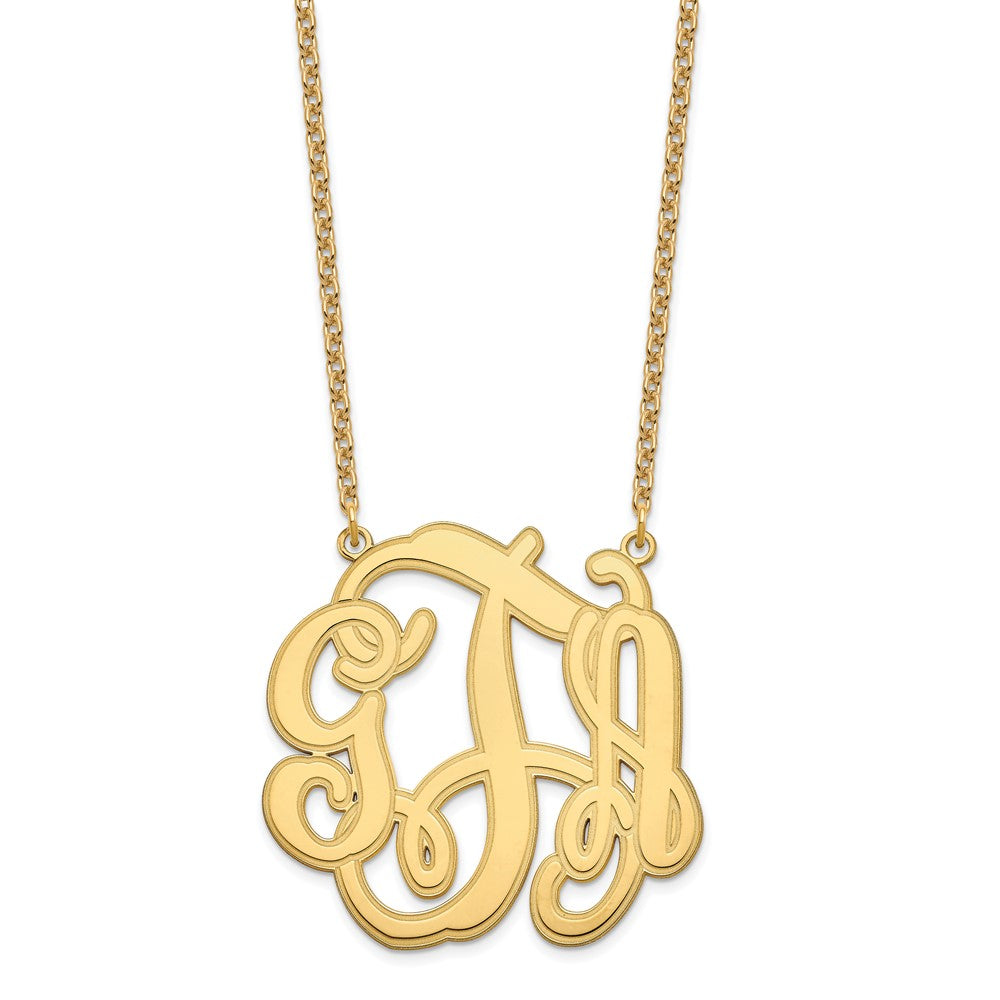 Sterling Silver/Gold-plated Circular Etched Monogram Necklace