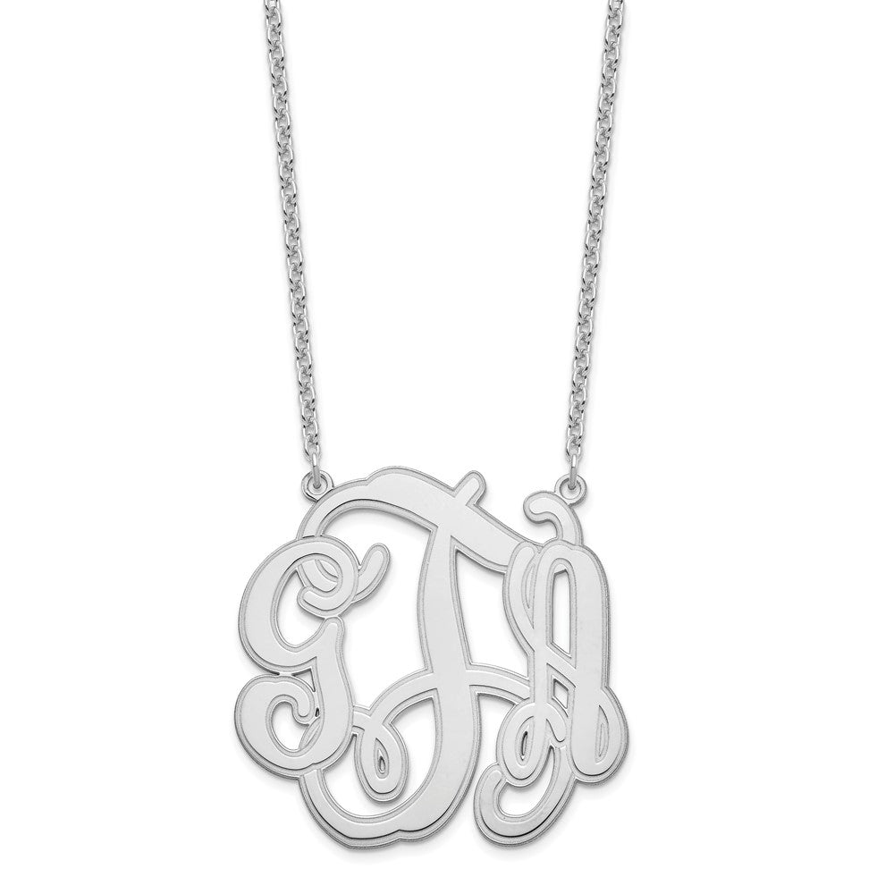 Sterling Silver/Rhodium-plated Circular Etched Monogram Necklace