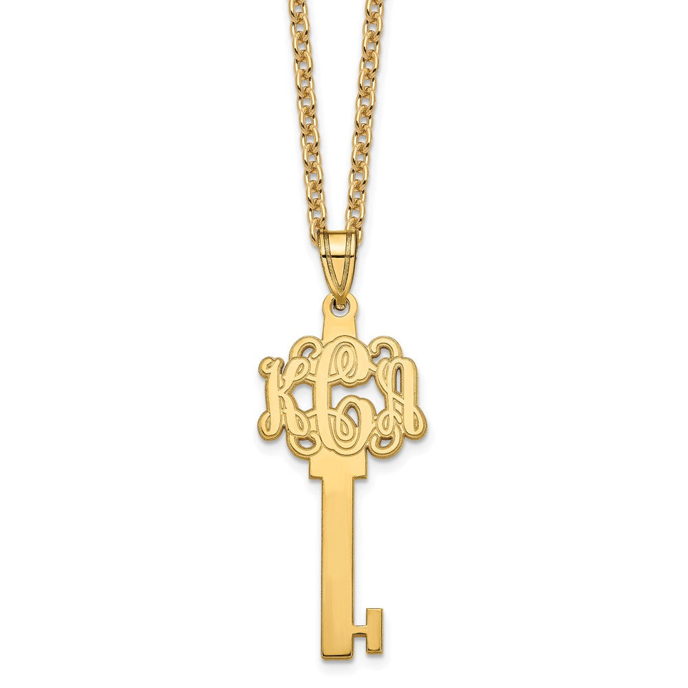 Sterling Silver/Gold-plated Etched Monogram Key Necklace