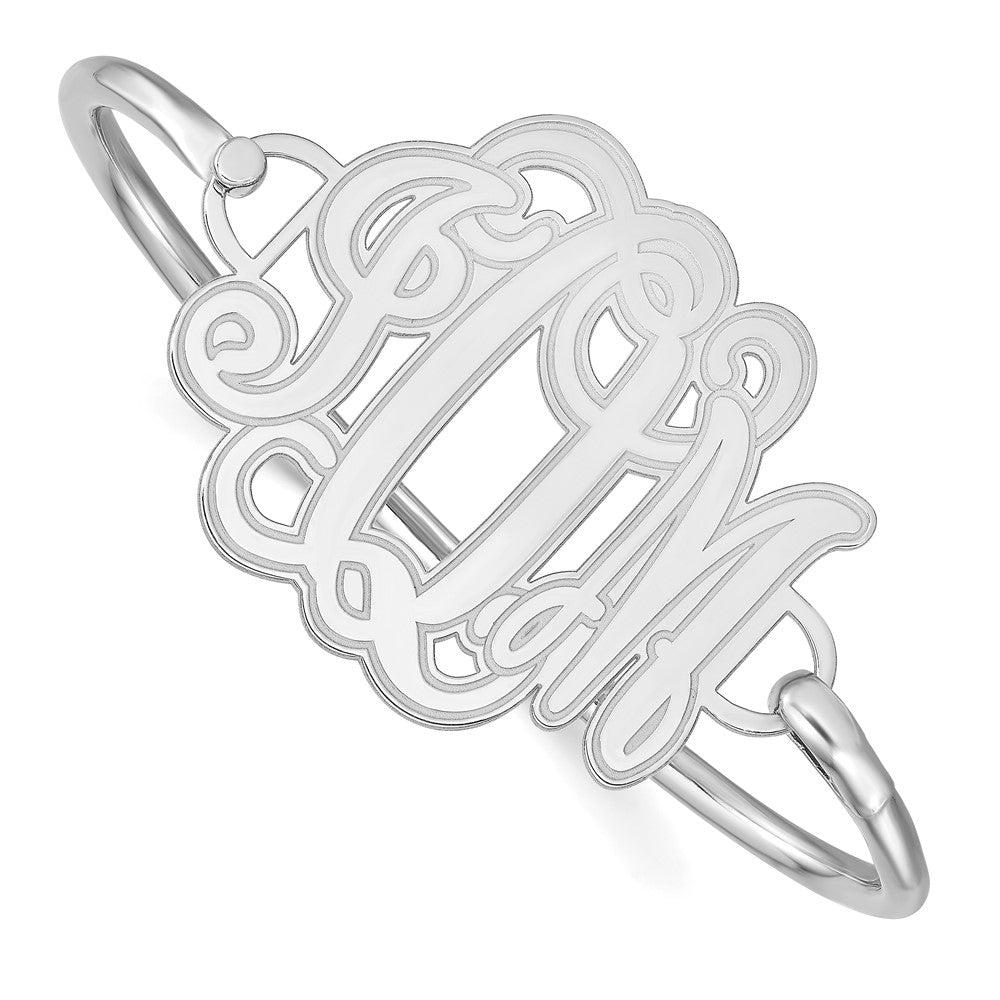 14k White Gold Etched Monogram with Sterling Silver Bangle