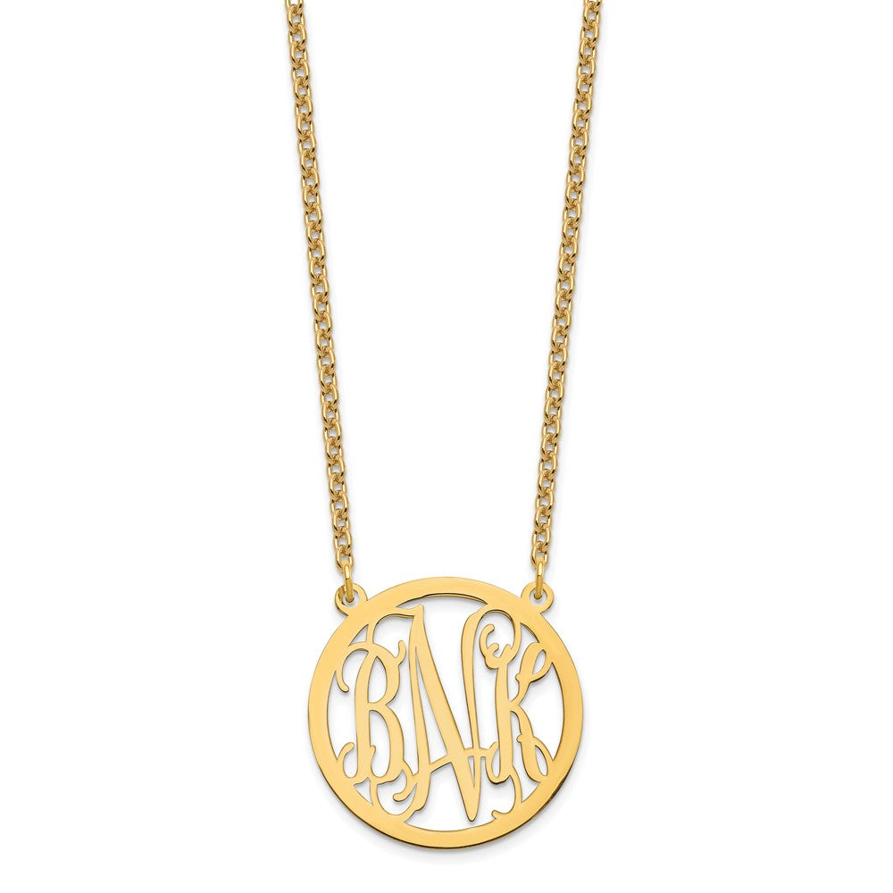 Sterling Silver/Gold-plated Round Monogram Necklace