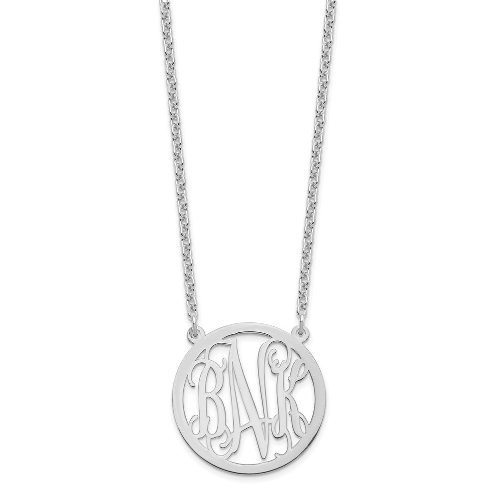 Sterling Silver/Rhodium-plated Round Monogram Necklace