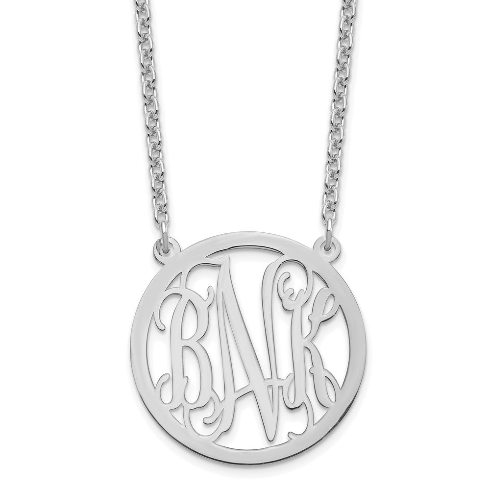 Sterling Silver/Rhodium-plated Round Monogram Necklace