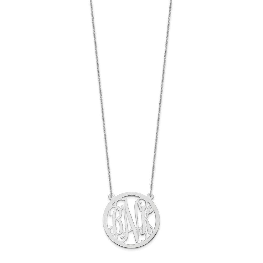 14k White Gold Round Monogram Necklace