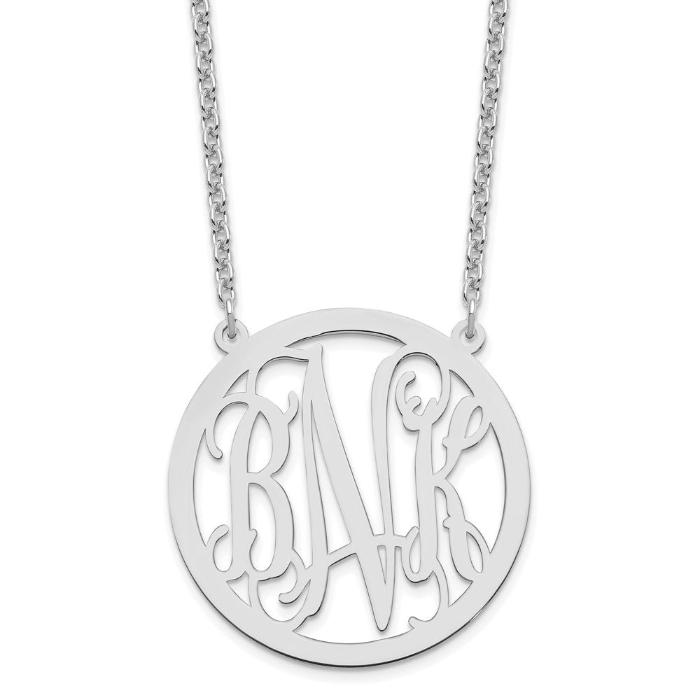 Sterling Silver/Rhodium-plated Large Round Monogram Necklace