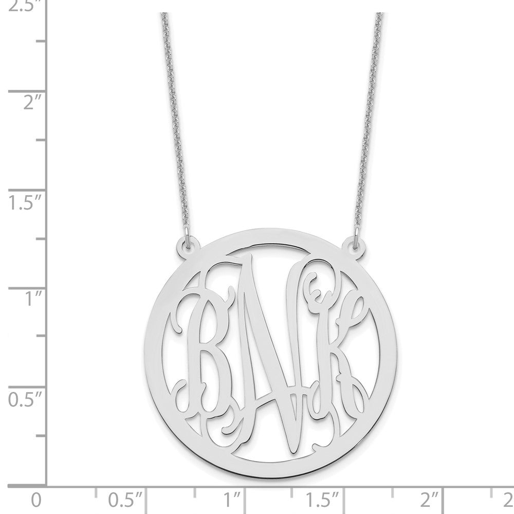 10k White Gold Large Round Monogram Necklace