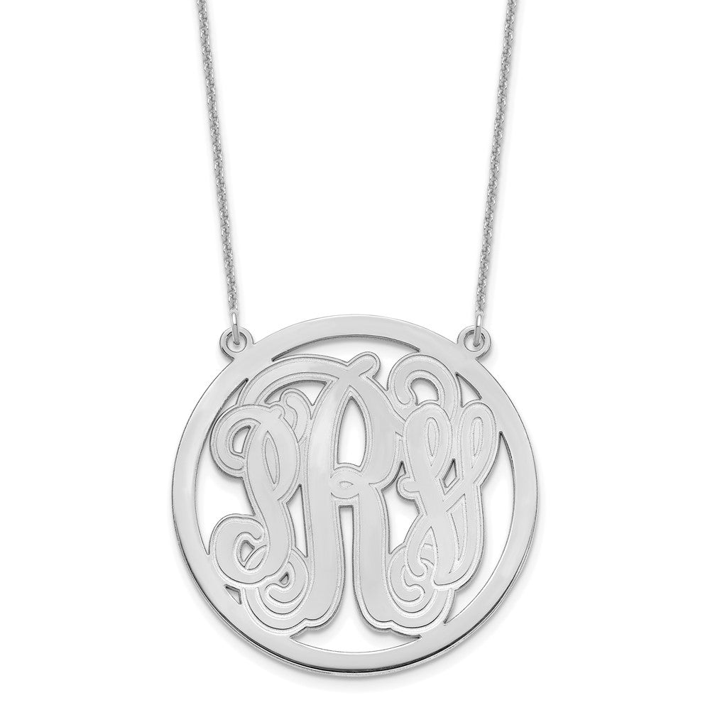 14KW Large Etched Monogram Circle Necklace