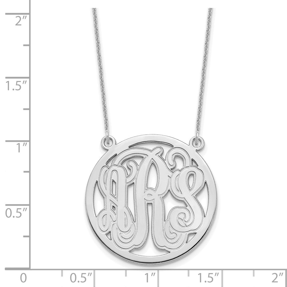 10k White Gold Etched Round Monogram Necklace