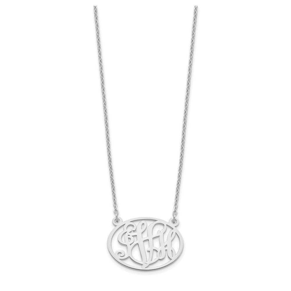 Sterling Silver/Rhodium-plated Oval Monogram Necklace