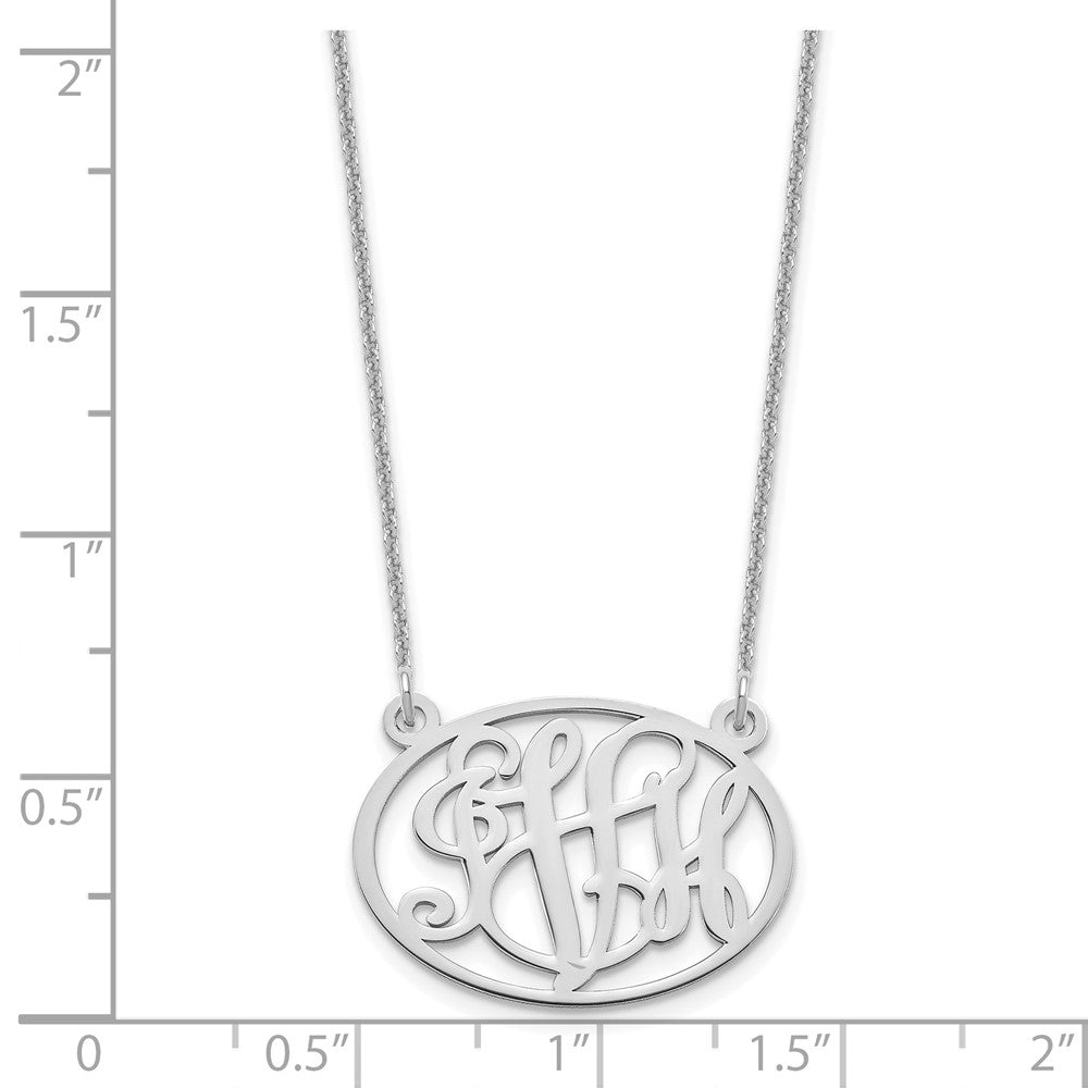 10k White Gold Oval Monogram Necklace