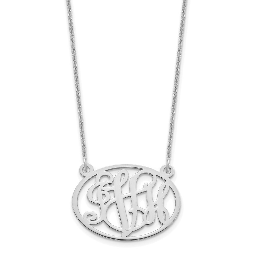 10k White Gold Oval Monogram Necklace