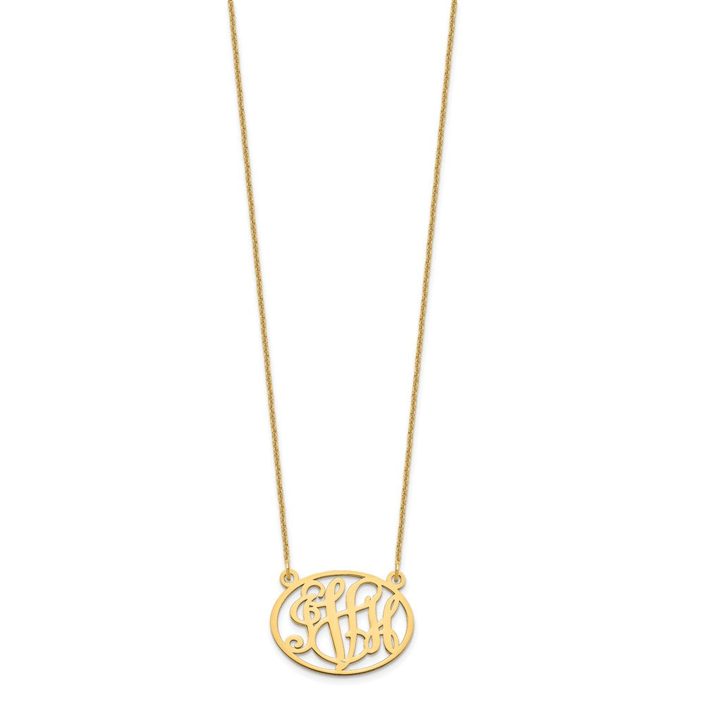 14k Yellow Gold Oval Monogram Necklace