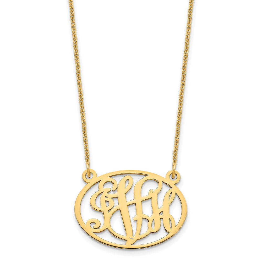 14k Yellow Gold Oval Monogram Necklace