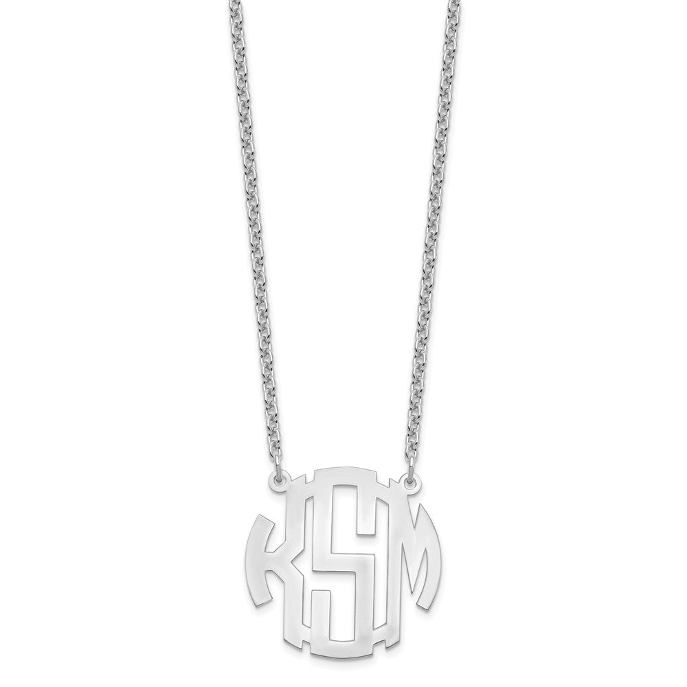 Sterling Silver/Rhodium-plated Small Round Monogram Necklace