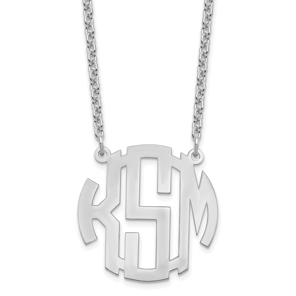 Sterling Silver/Rhodium-plated Small Round Monogram Necklace