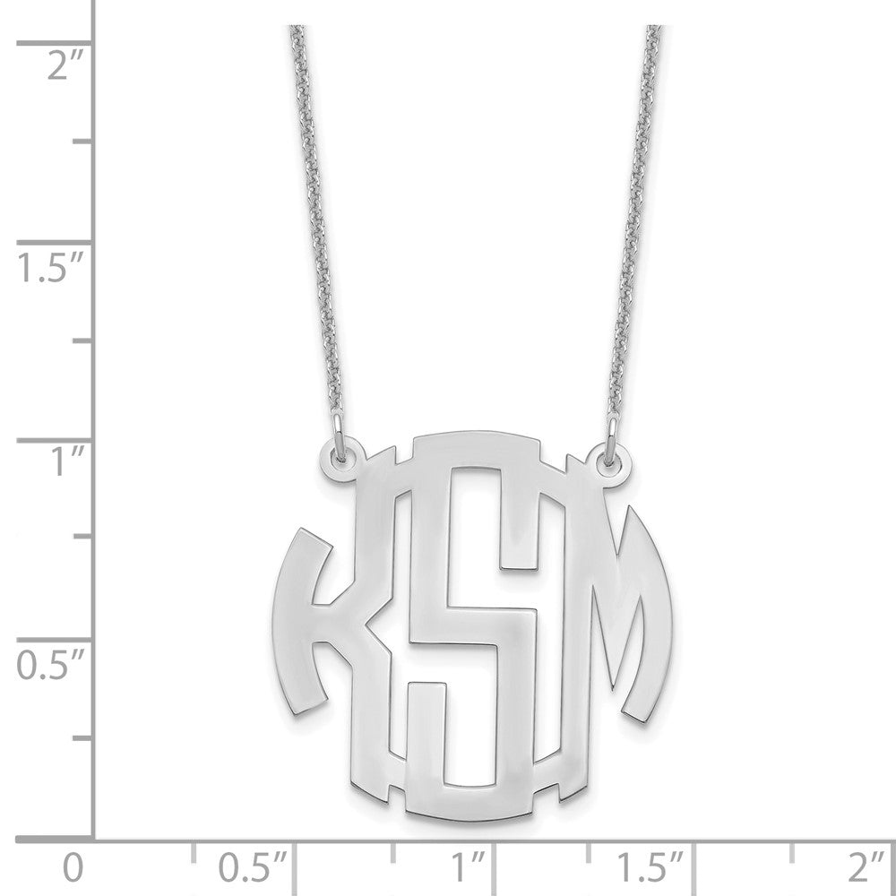 10k White Gold Small Round Monogram Necklace