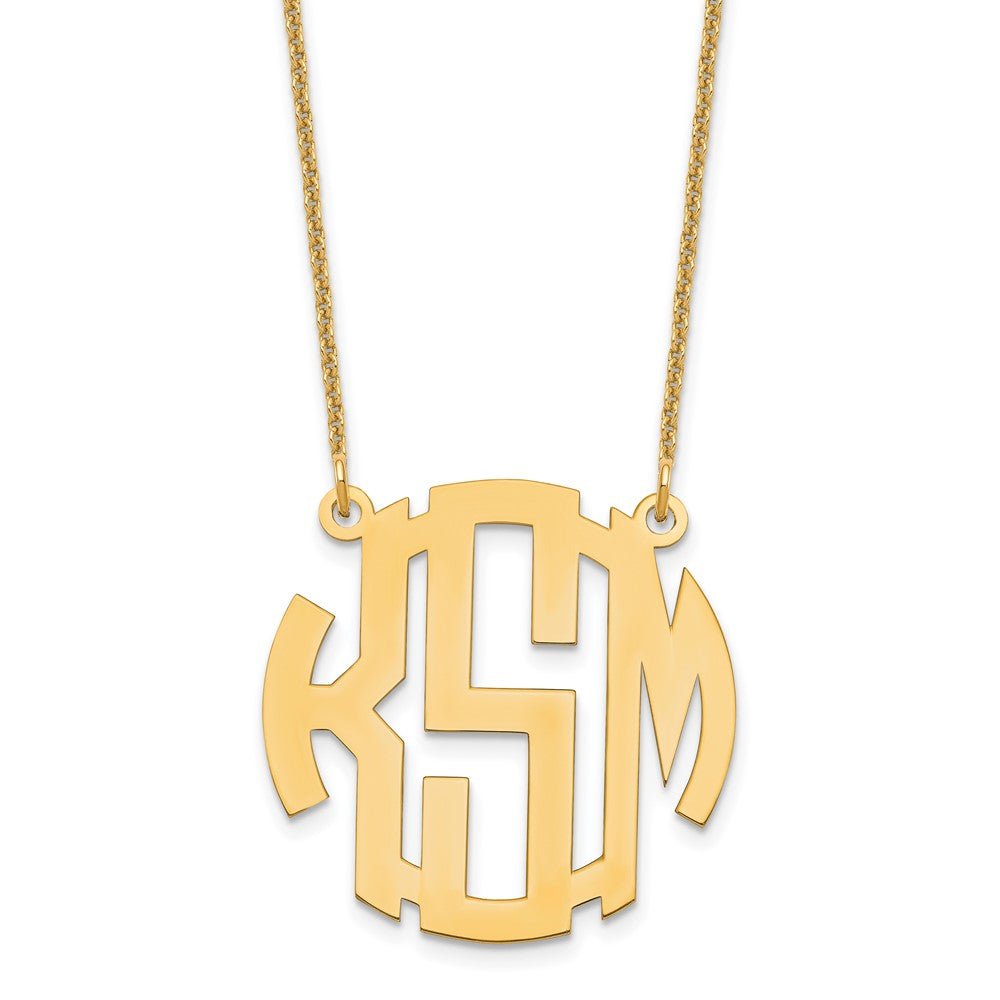 14k Yellow Gold Small Round Monogram Necklace