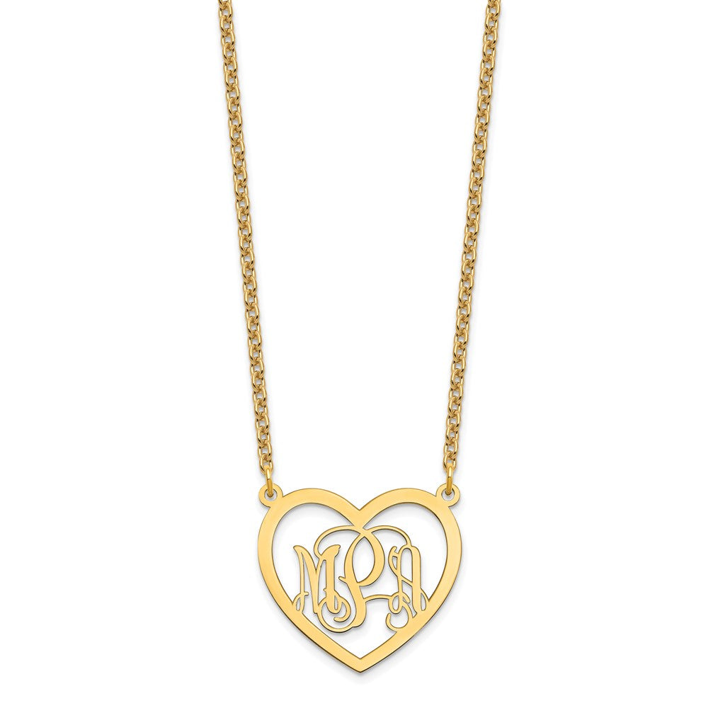 Sterling Silver/Gold-plated Monogram Heart Necklace