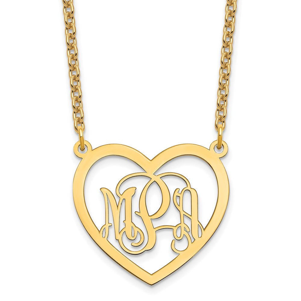 Sterling Silver/Gold-plated Monogram Heart Necklace