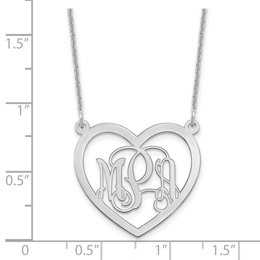 10k White Gold Monogram Heart Necklace