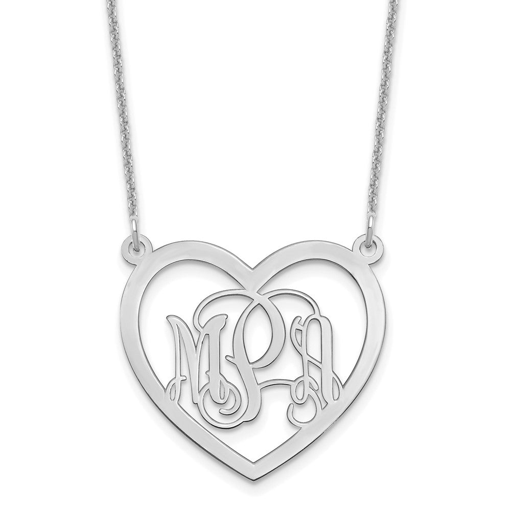 14k White Gold Monogram Heart Necklace