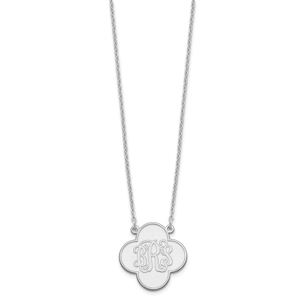 Sterling Silver/Rhodium-plated Clover Monogram Necklace