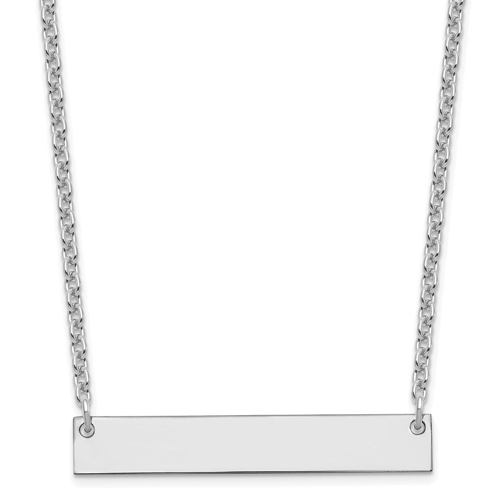 Sterling Silver/Rhodium-plated Medium Blank Bar Necklace