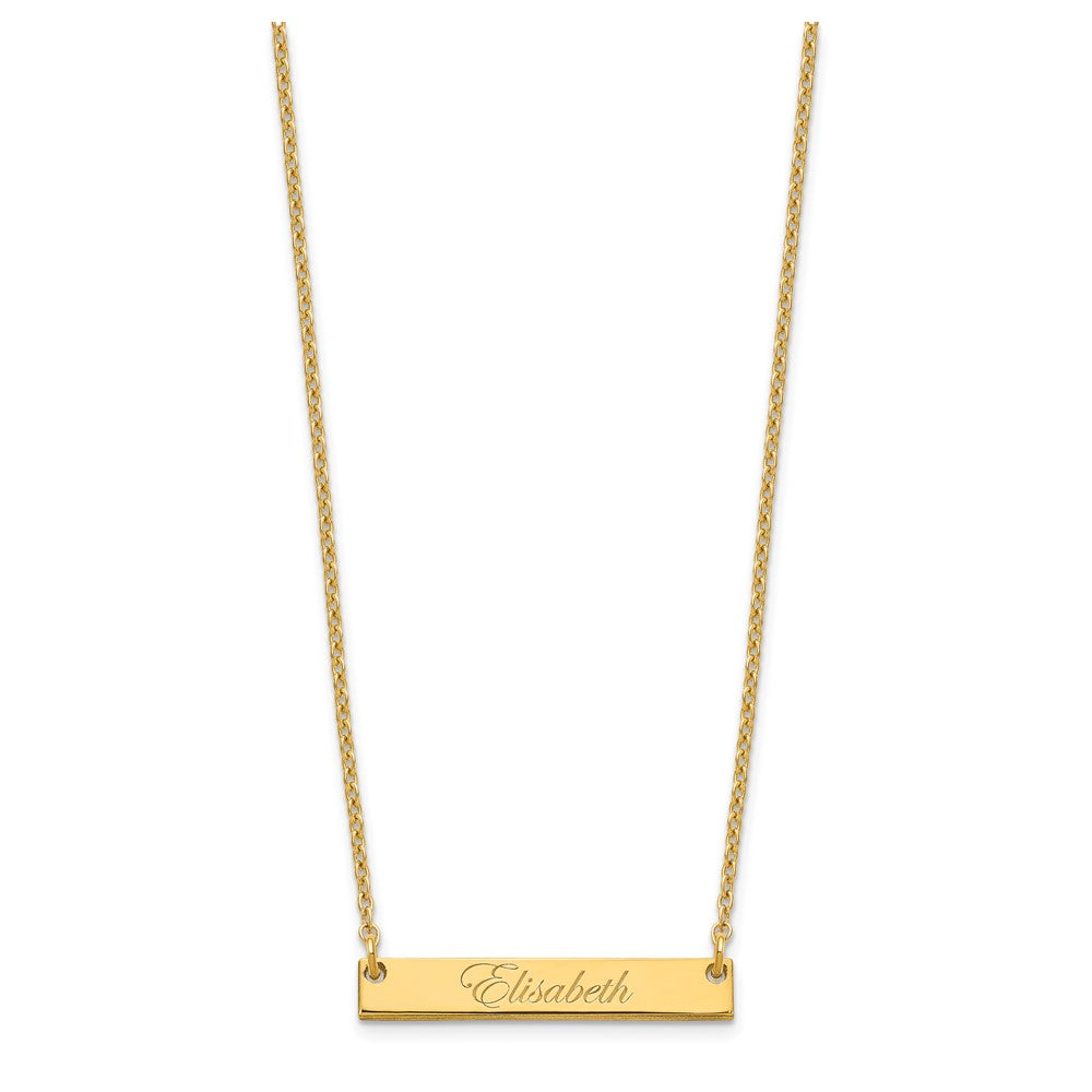 Sterling Silver/Gold-plated Small EDWARDIAN SCRIPT Bar Necklace