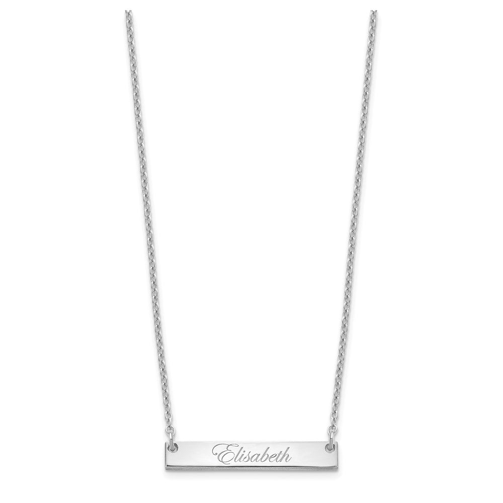 SS/Rhodium-plated Small EDWARDIAN SCRIPT Bar Necklace