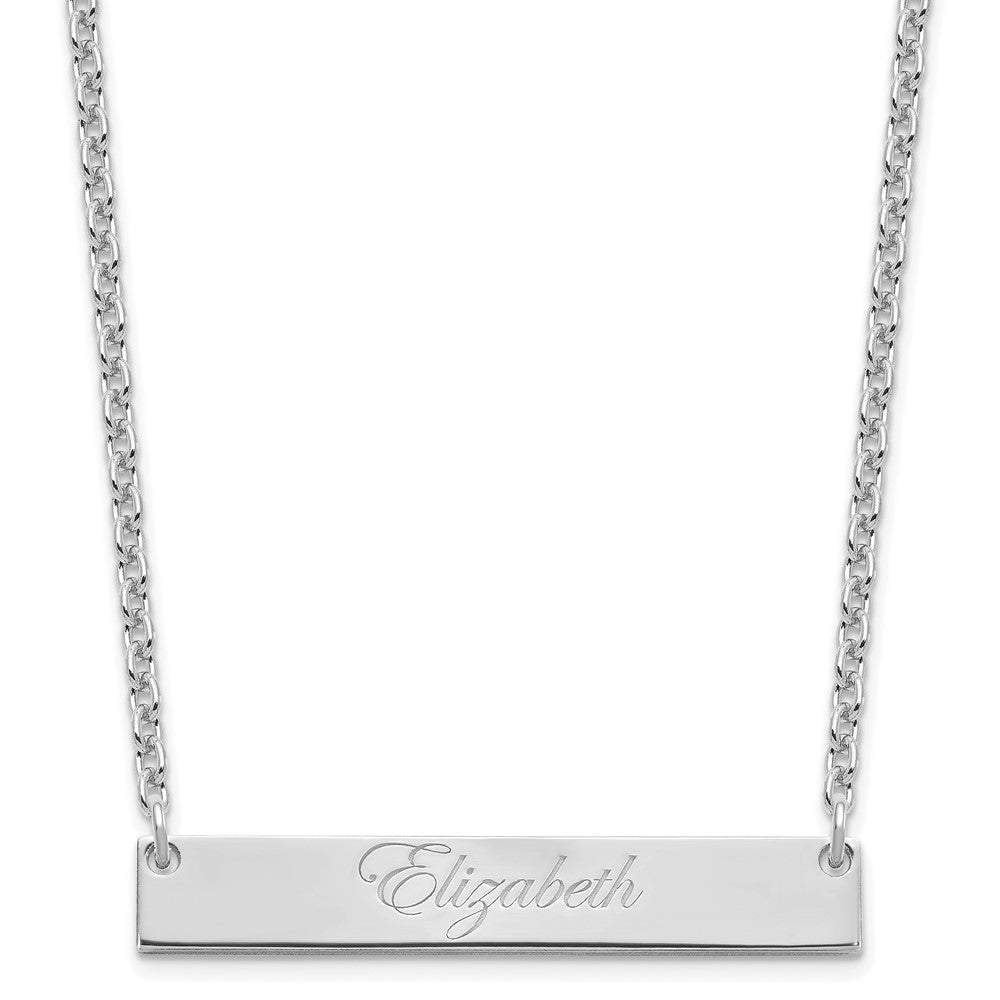 SS/Rhodium-plated Medium EDWARDIAN SCRIPT Bar Necklace