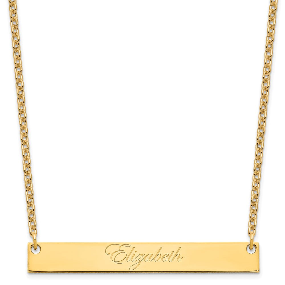 Sterling Silver/Gold-plated Large EDWARDIAN SCRIPT Bar Necklace