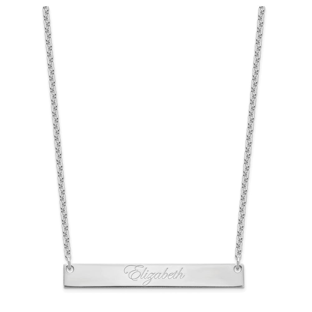 SS/Rhodium-plated Large EDWARDIAN SCRIPT Bar Necklace