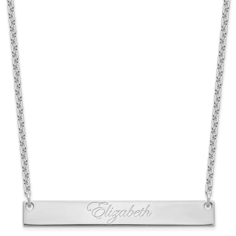 SS/Rhodium-plated Large EDWARDIAN SCRIPT Bar Necklace