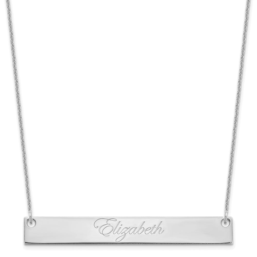 14k White Gold Large EDWARDIAN SCRIPT Bar Necklace