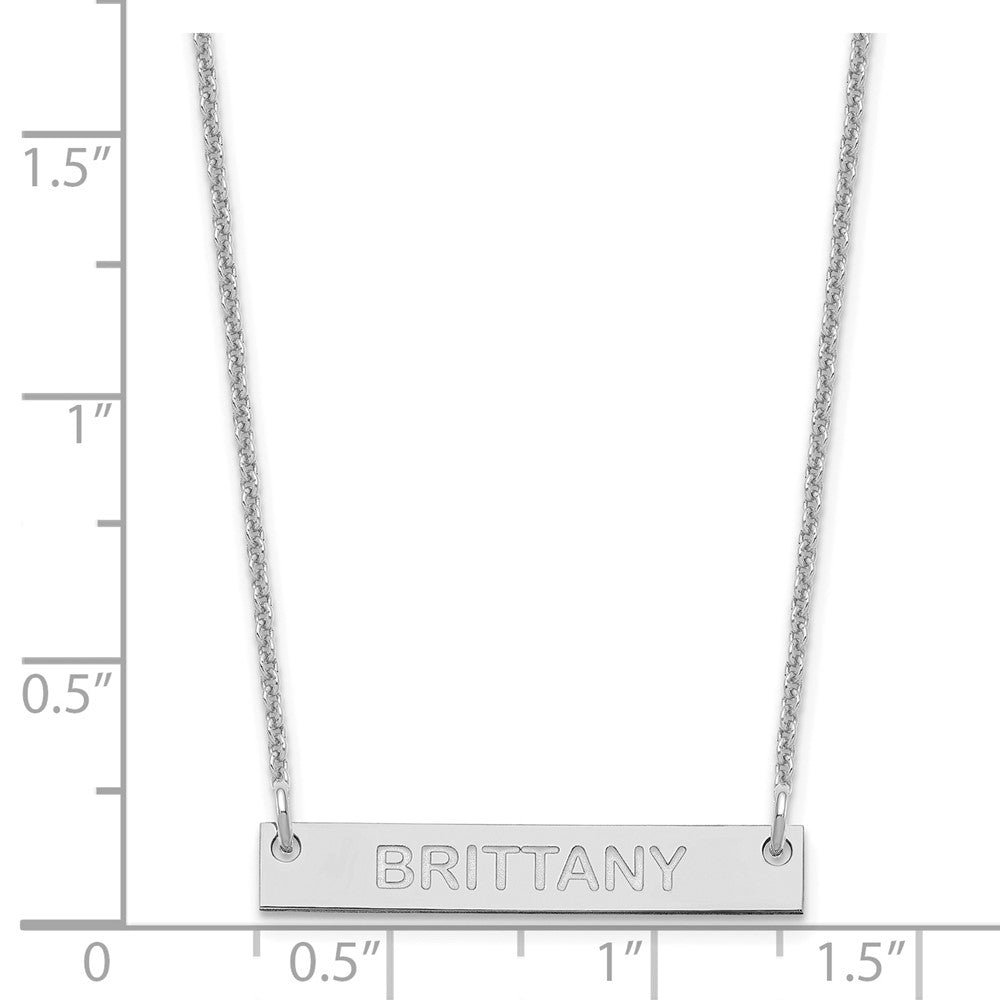 10k White Gold Small Capitalized ARIAL ROUNDED Bar Necklace