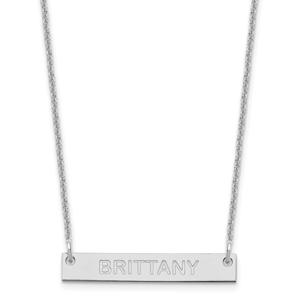 10k White Gold Small Capitalized ARIAL ROUNDED Bar Necklace