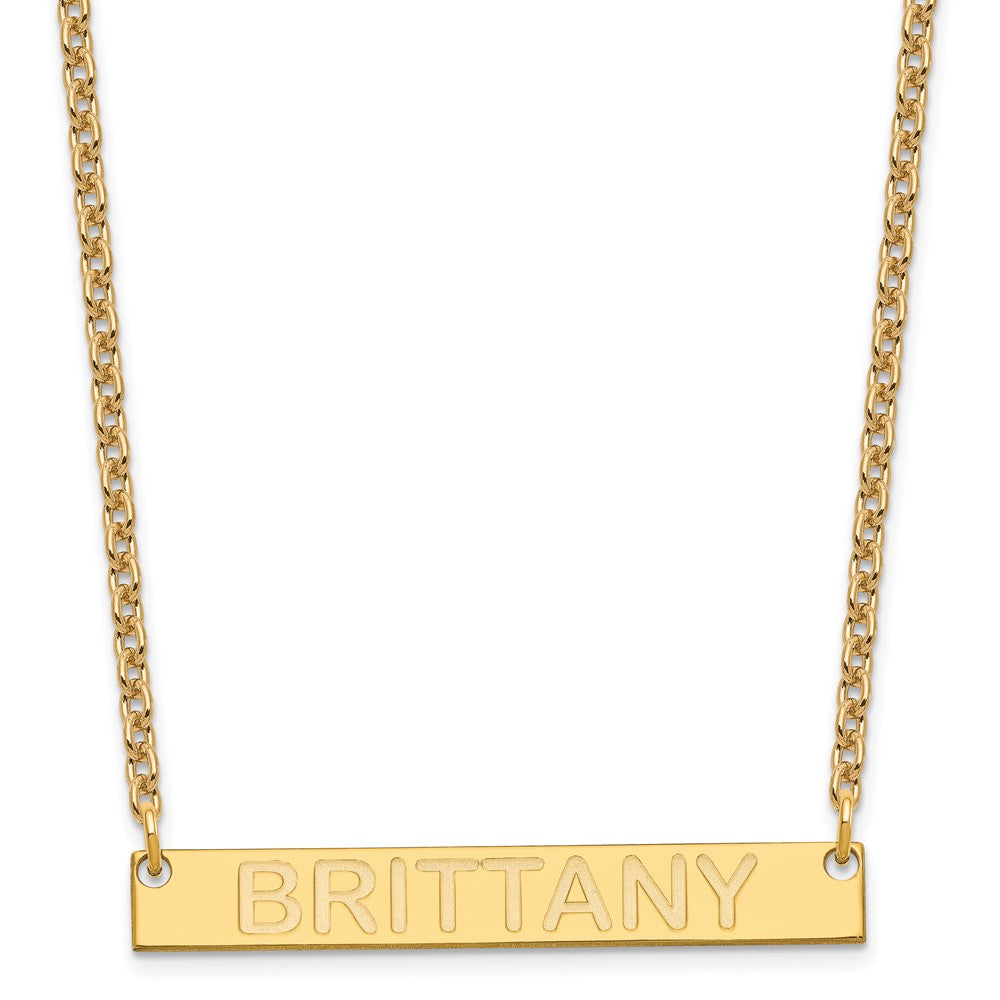 SS/Gold-plated Medium Capitalized ARIAL ROUNDED Bar Necklace