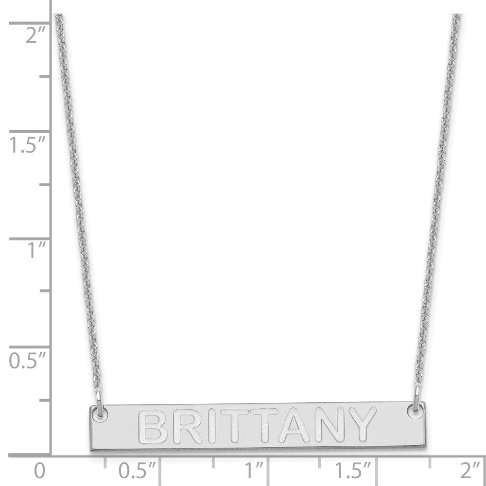 10k White Gold Medium Capitalized ARIAL ROUNDED Bar Necklace