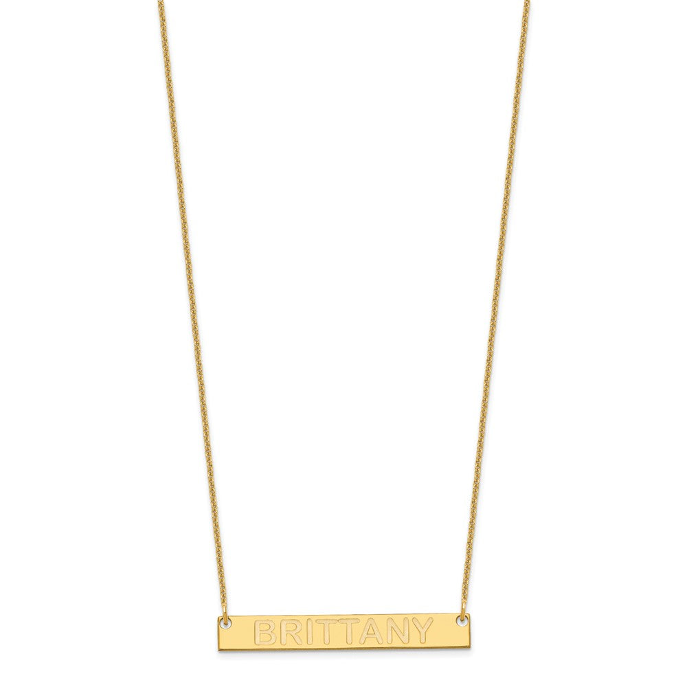 14k Yellow Gold Medium Capitalized ARIAL ROUNDED Bar Necklace