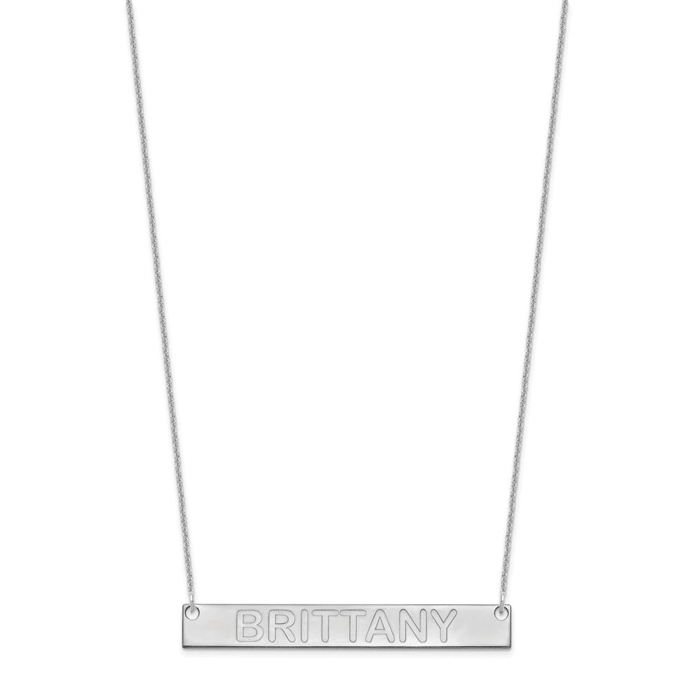 14k White Gold Large Capitalized ARIAL ROUNDED Bar Necklace