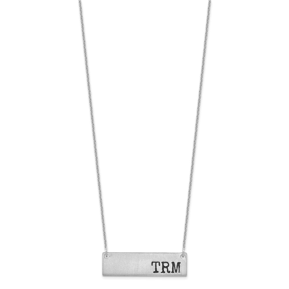 14KW Brushed Enameled Initial Monogram Bar Necklace