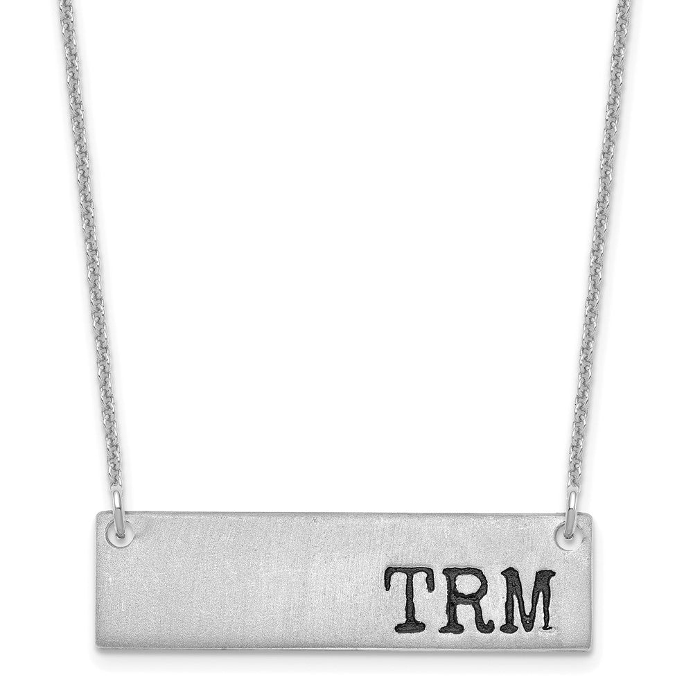 14KW Brushed Enameled Initial Monogram Bar Necklace