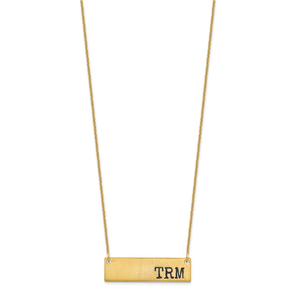 14KY Brushed Enameled Initial Monogram Bar Necklace