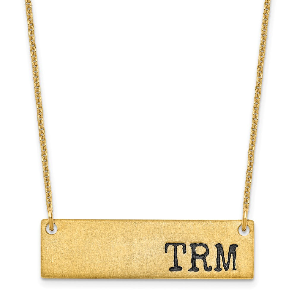 14KY Brushed Enameled Initial Monogram Bar Necklace